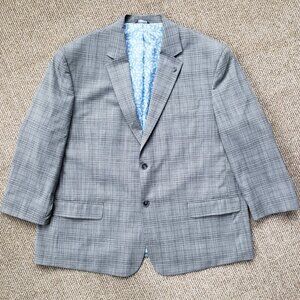 NWOT Oak Hill Gray Windowpane Plaid Sport Coat Blazer 2XL